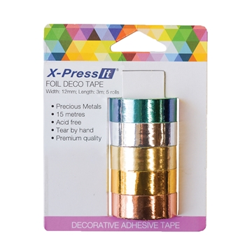 Picture of X-Press It Foil Deco Tape Precious Metals 12mm x 3m x 5 rolls